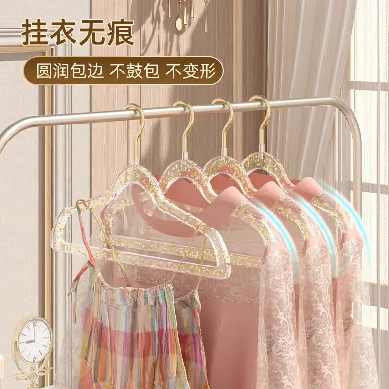 Hanger household clothes acrylic transparent non-marking nonslip anti-shoulder angle crystal light luxury clothes drying support