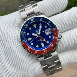 STEELDIVE Men Diver Watch Luxury 42mm GMT Automatic Mechanical Wristwatch 200m Waterproof Luminous Sapphire NH34 Sapphire Bezel