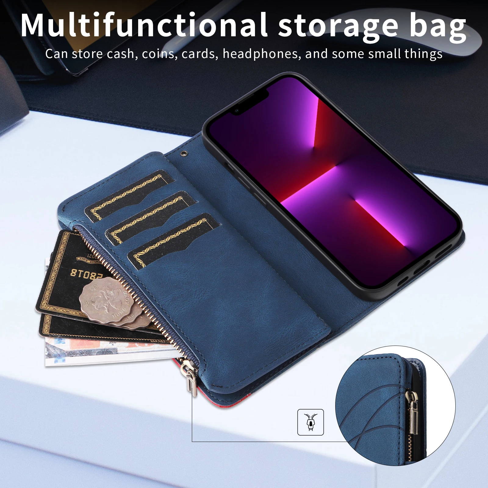 Storage Compartment Wallet Case For Xiaomi 14T 13T 12T 11T Pro 14 Ultra 13 12 11 Mi 10T Lite 11i M5 M4 5G Funda Flip Phone Cover view 3