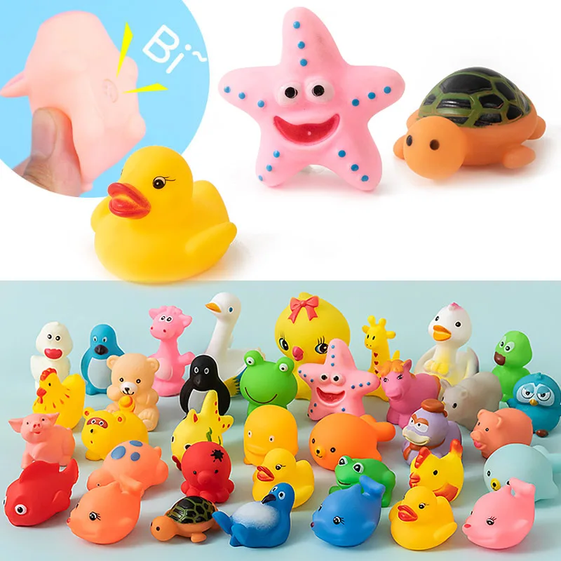 10 Pcs/set Baby Bath Toys Finding Fish Kids Float Spray Water Squeeze Aqua Soft Rubber Bathroom Play Animals Bath Figure Toy