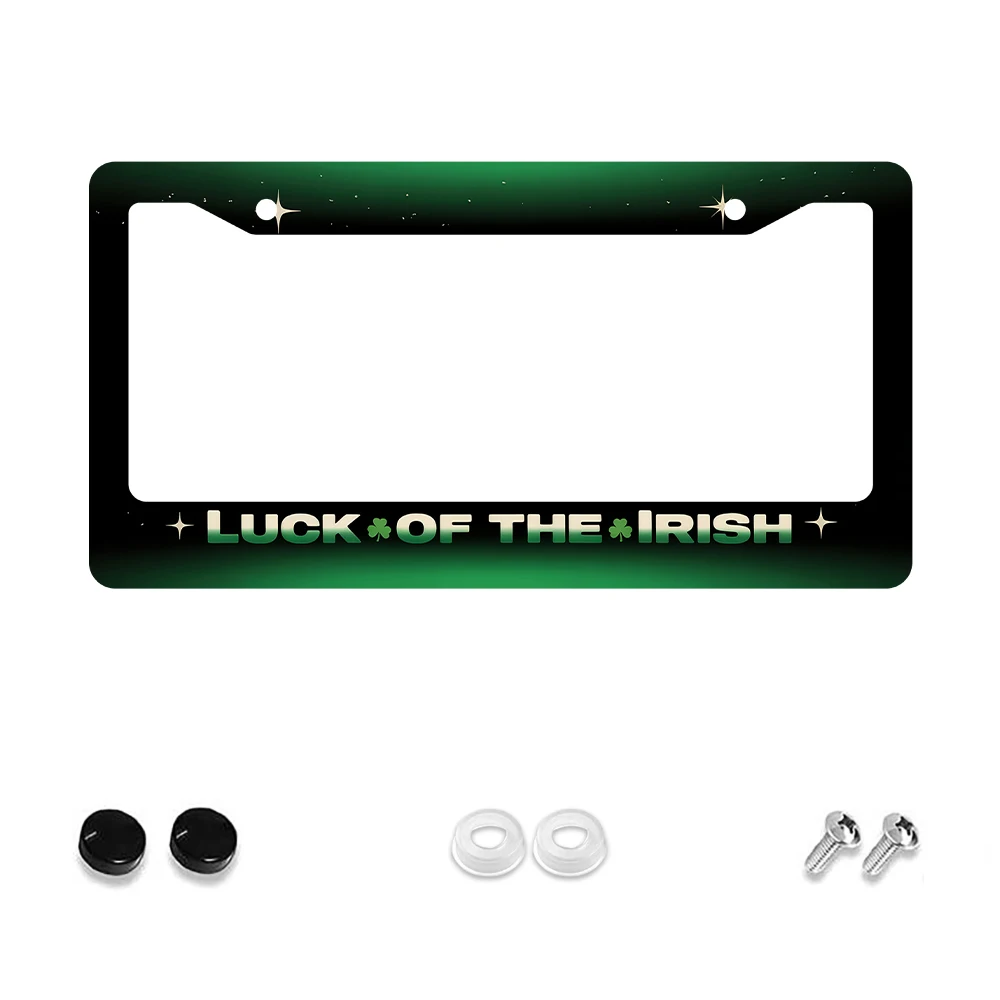 

1 шт. рамка номерного знака зеленого цвета «Удача ирландского узора» с 2 отверстиями, алюминиевый материал, 6x12 дюймов, с набором винтов, ретро-ечепление