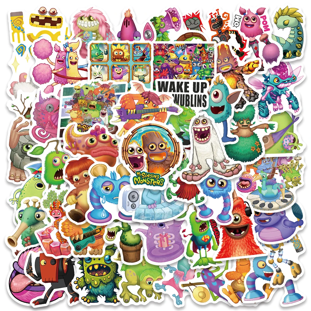 50pcs Cute Funny Cartoon Game My Singing Monsters Anime Stickers For Laptop Guitar Phone Luggage Waterproof Graffiti Decals