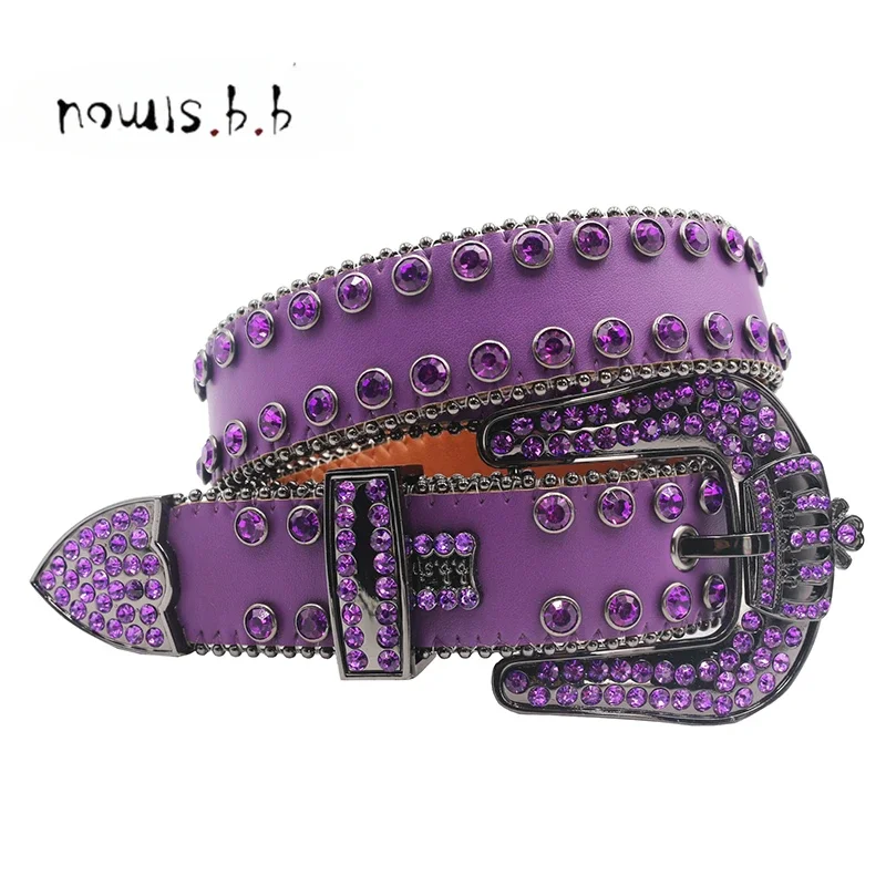 

Diamond Studded Belt Bling Rhinestone Belt Cowboy Cowgirl Cinto De Strass Crown For Women Men Fashion Ceinture Femme