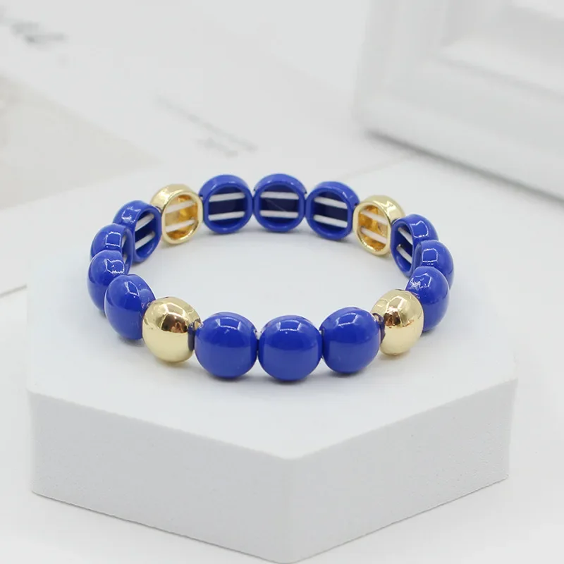 Bohemian Ins Fashion Popular Enamel Rainbow Women's Bracelet Hawaii DIY Chocolate Stretch Bracelet Luxury Bracelet Jewelry