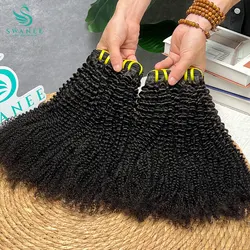 SWANEE-Paquete de cabello humano rizado, 100% Color negro Natural, doble trama vietnamita para mechones rizados, extensiones de cabello humano
