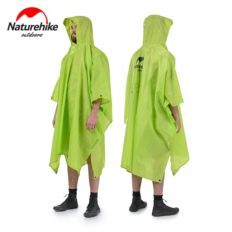 Naturehike Rain Jacket Waterproof 3 in 1 Raincoat 210T 20D Rainwear Outdoor Camping Canopy Mat Windbreaker Hooded Bike Poncho