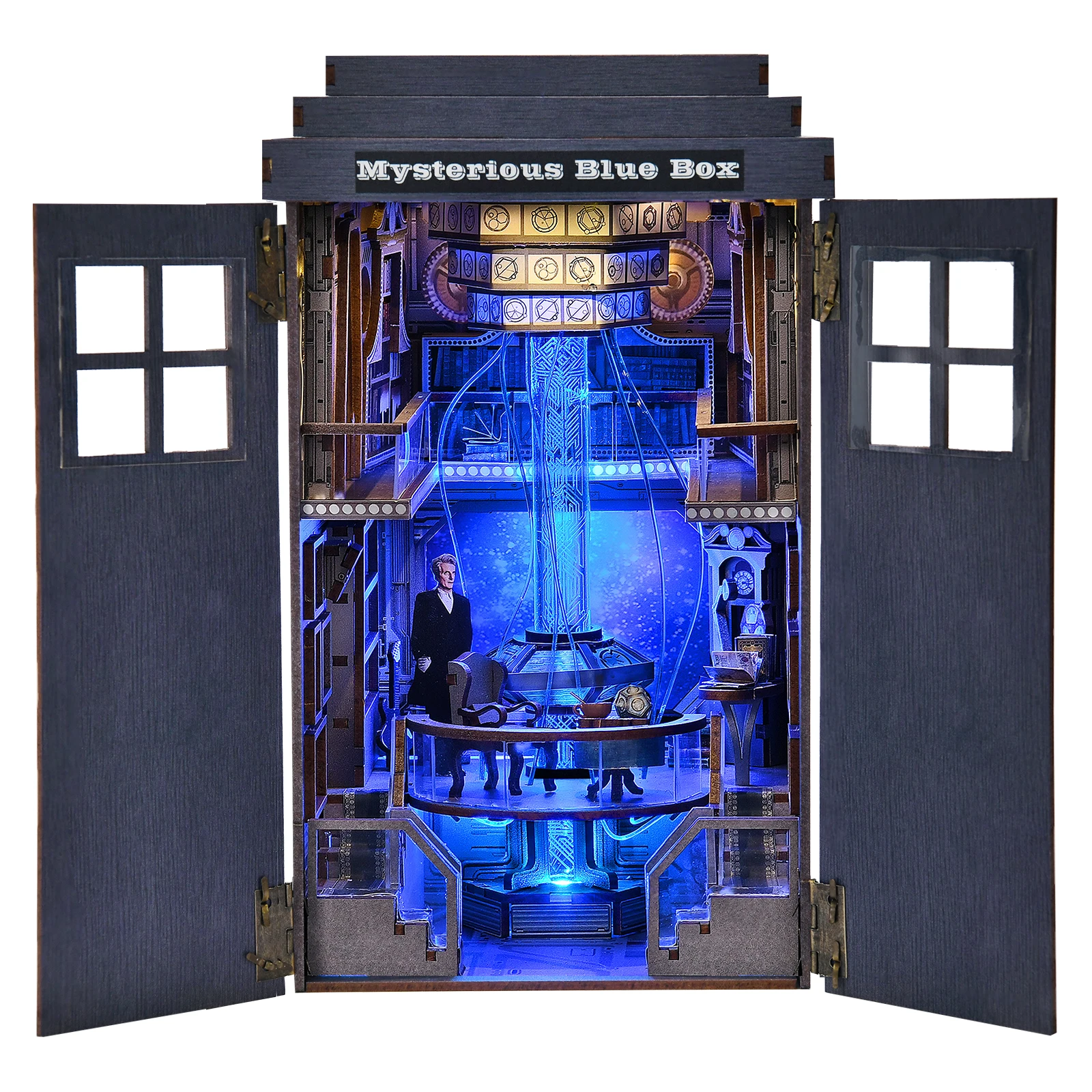 

Book Nook Kit Mysterious Telephone Booth DIY Wooden Puzzle Handmade Bookshelf Dollhouse Model Bookend Building Home Decoration