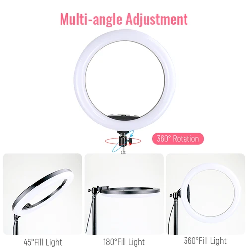Imagen 2 del producto Anillo de luz Led para selfi, lámpara redonda de 26cm y 10 pulgadas con soporte para teléfono, iluminación de relleno para fotografía con trípode para vídeo en vivo de Youtube