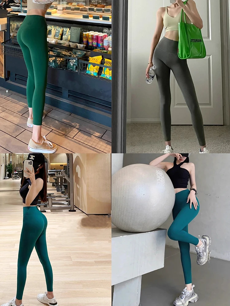 Legginsy do jogi damskie Fitness do biegania wąskie spodnie o wysoką talią Push Up siłownia szybkie suche Jogging bieganie damskie, treningowe