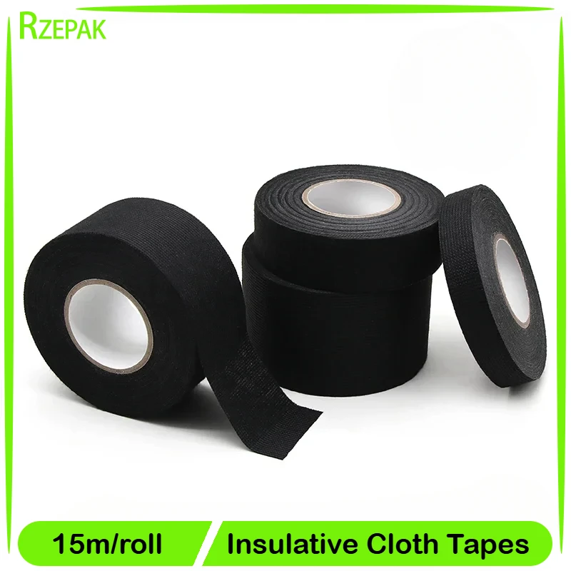 1/3/5 roll Heat-resistant Adhesive Cloth Fabric Tape 9-50mm For Automotive Cable Tape Harness Wiring Loom Electrical Heat Tapes