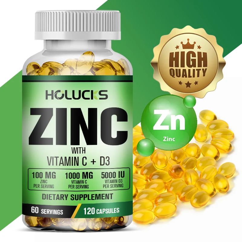 

Supplements Zinc 100mg, Vitamin C 1000mg & Vitamin D3 5000 IU Boosts Immune Support, Sleep & Energy, Supports Respiratory Health