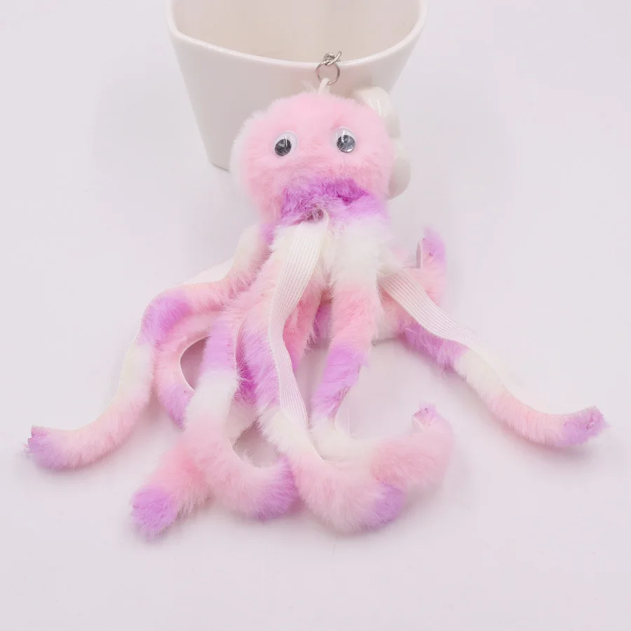 New Plush Octopus Keychain Multicolor Sea Animal Doll Pendant Toy Backpack Accessories Funny Hairy Key Chain For Women Kids Gift
