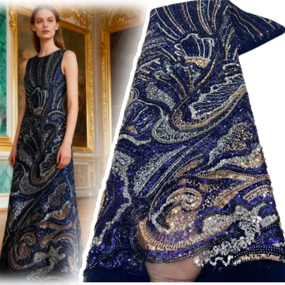 

Фиолетовая африканская кружевная ткань с бисером, новейшая французская кружевная ткань с блестками, нигерийская сетчатая кружевная ткань, свадебное платье и вечернее платье 19