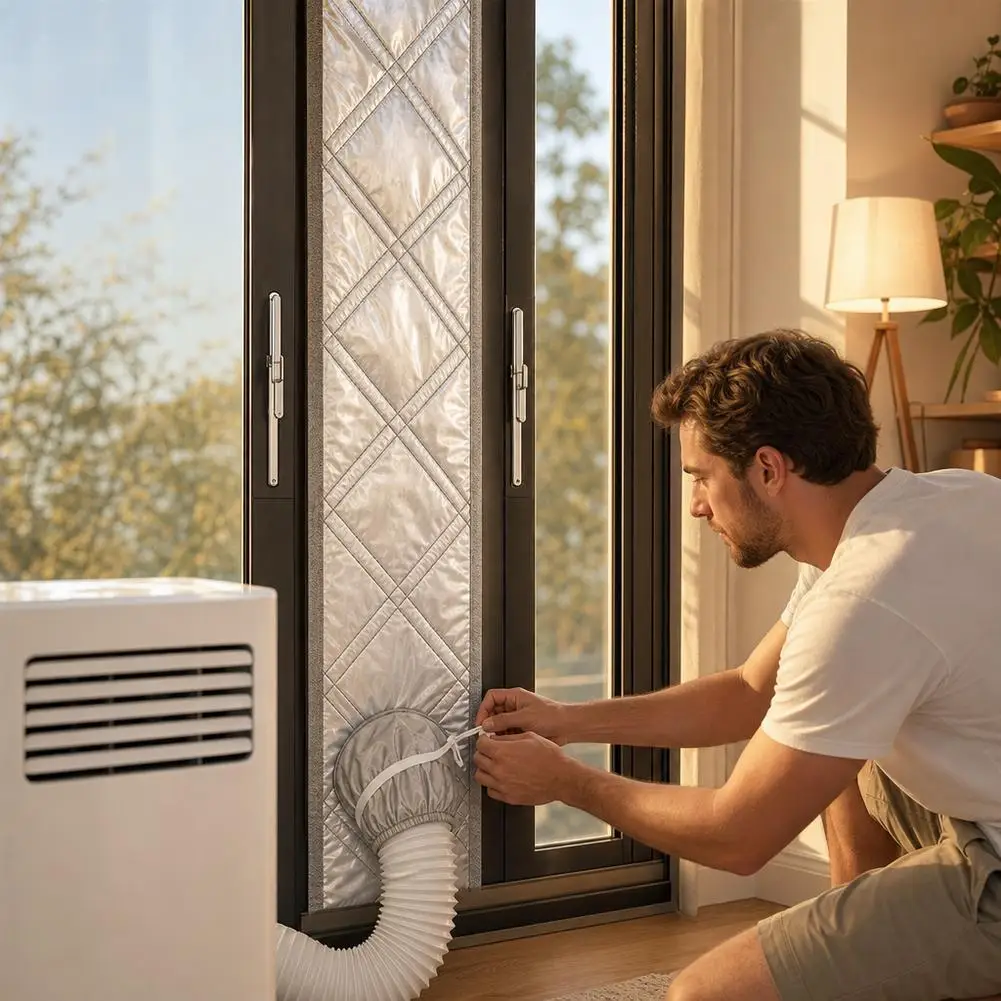 Portable Air Conditioner Exhaust Pipe Sealing Fabric for Sliding Window Ventilation Waterproof Fabric with Thickened Lining