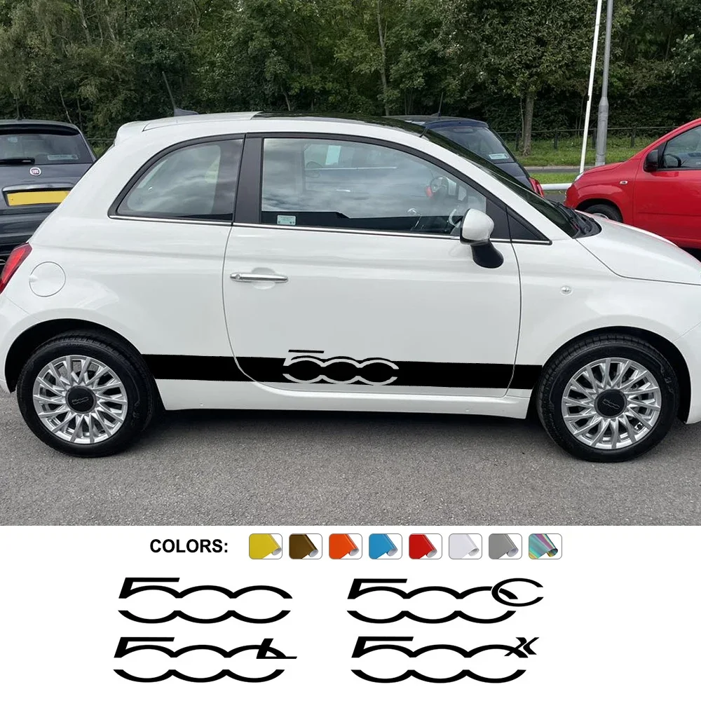 Car Door Side Skirt Sticker For Fiat 500 500C 2012 500X 500L Abarth 695 Graphics Styling Decor Decals Auto Tuning Accessories