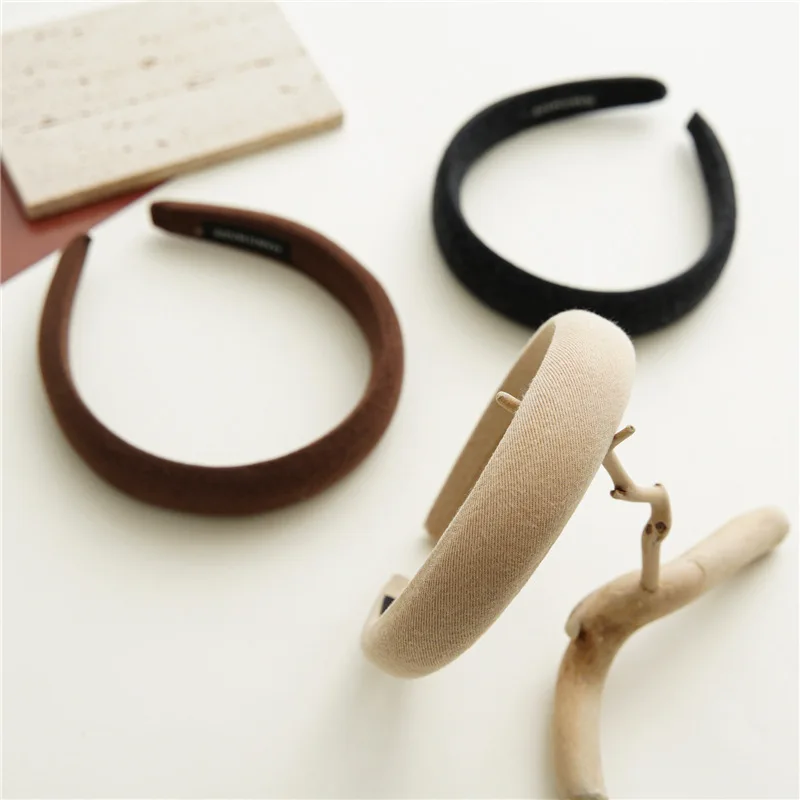 Hair band female Sen department sweet all-match pure color sponge wide band head band simple face makeup hair band Korean headdr