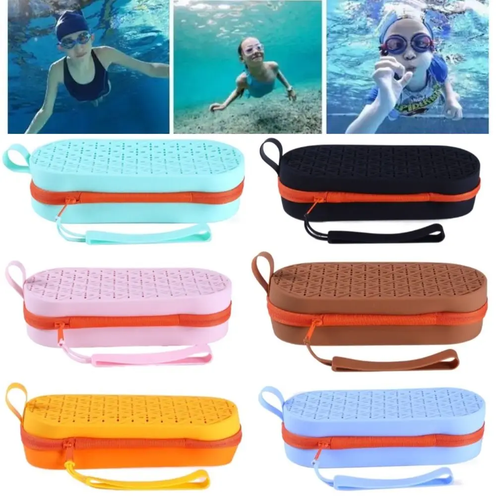 

Silicagel Swimming Goggles Storage Box Drain Hole Portable Zipper Eyeglasses Bag with Handle Soft Myopia Glasses Case Men/Women