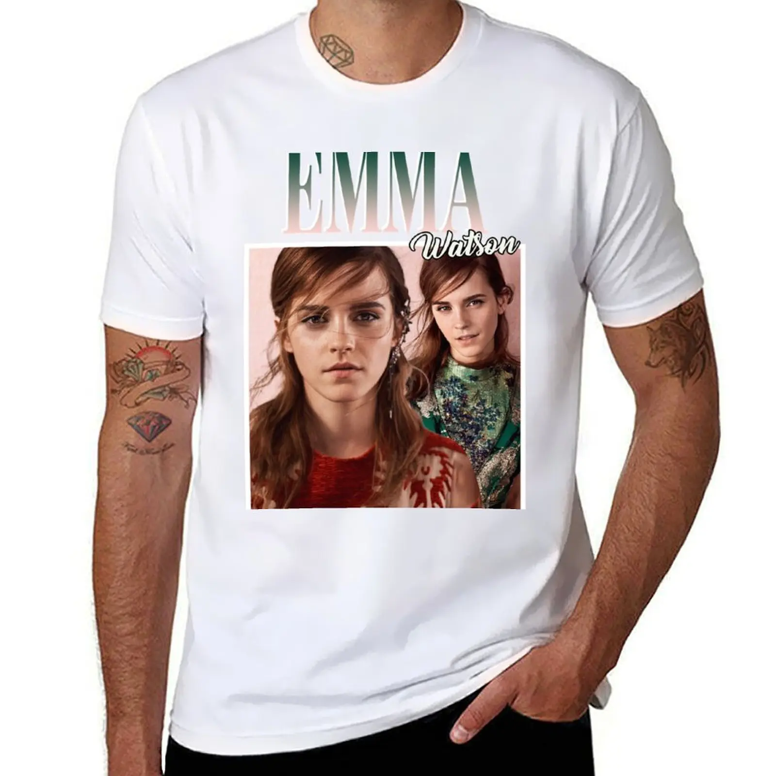 

Футболка Emma Watson, мужская футболка из 100% хлопка, футболки с аниме, футболка большого размера