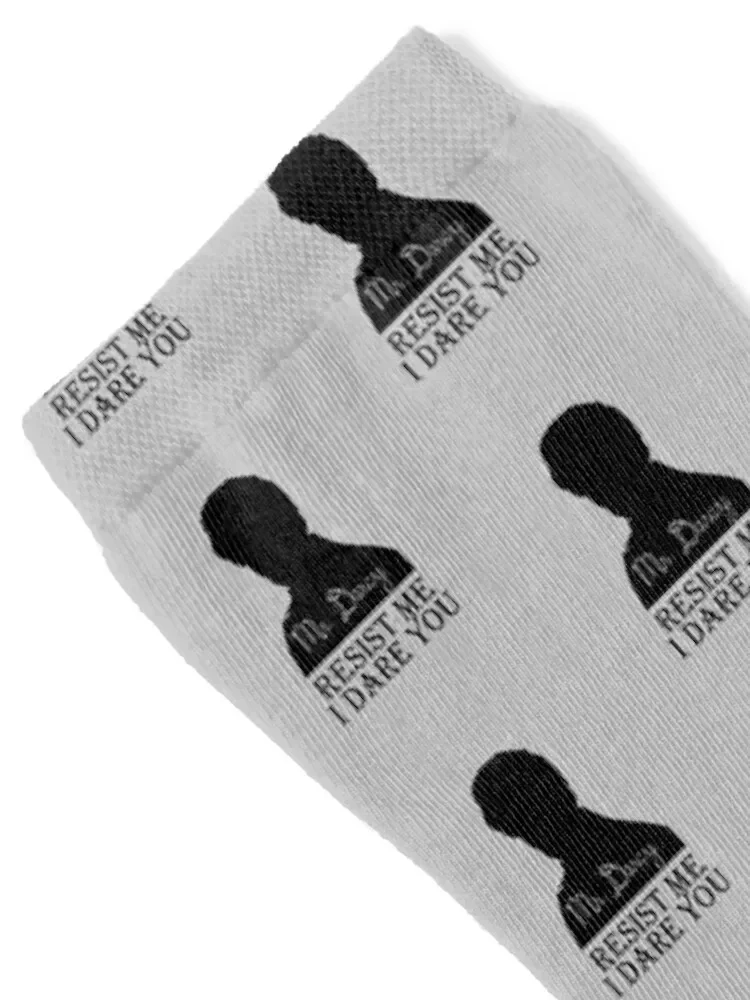 Funny Jane Austen Pride and Prejudice Mr. Darcy Romantic Novel Resist Me I Dare You Socks Novelties anti-slip Mens Socks Women's