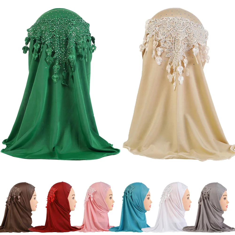 

Kids Girls Muslim Turban Ramadan Prayer One Piece Amira Islamic Instant Hijab Arab Hats Underscarf Headwear Shawls Cap 2-6Years