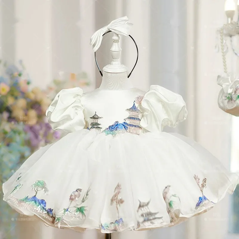 Children's Princess Evening Gown Host's Piano Performance Wedding Birthday Girls Party Dresses A4959 Vestidos Bridesmaid Dress