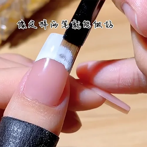 Imagen 2 del producto Pincel profesional francés para decoración de uñas, pincel de punta francesa oblicua de media luna, mango negro, pintura francesa, dibujo, 15cm