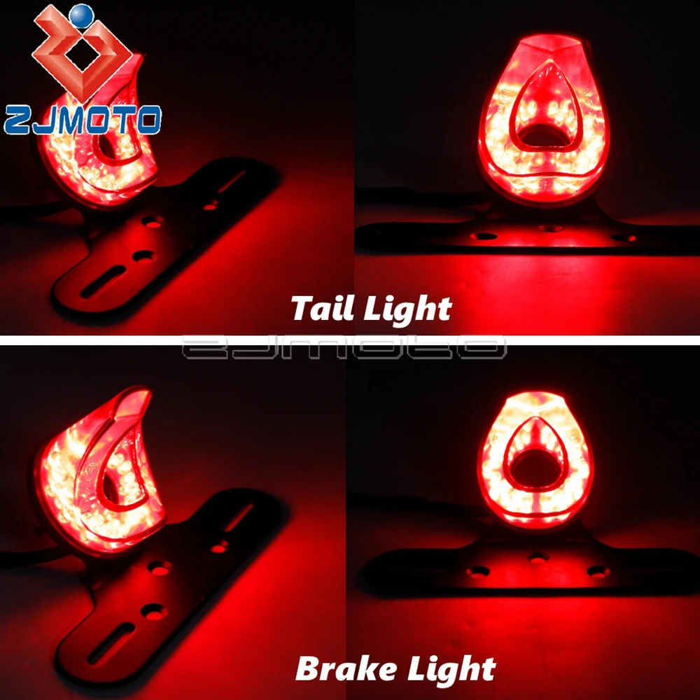 E11 Motorbikes LED Brake Tail Retro light W/License Plate Bracket For Bobber Chopper Custom ATV Scooter Cafe Racer Rear Lamp 12V view 6