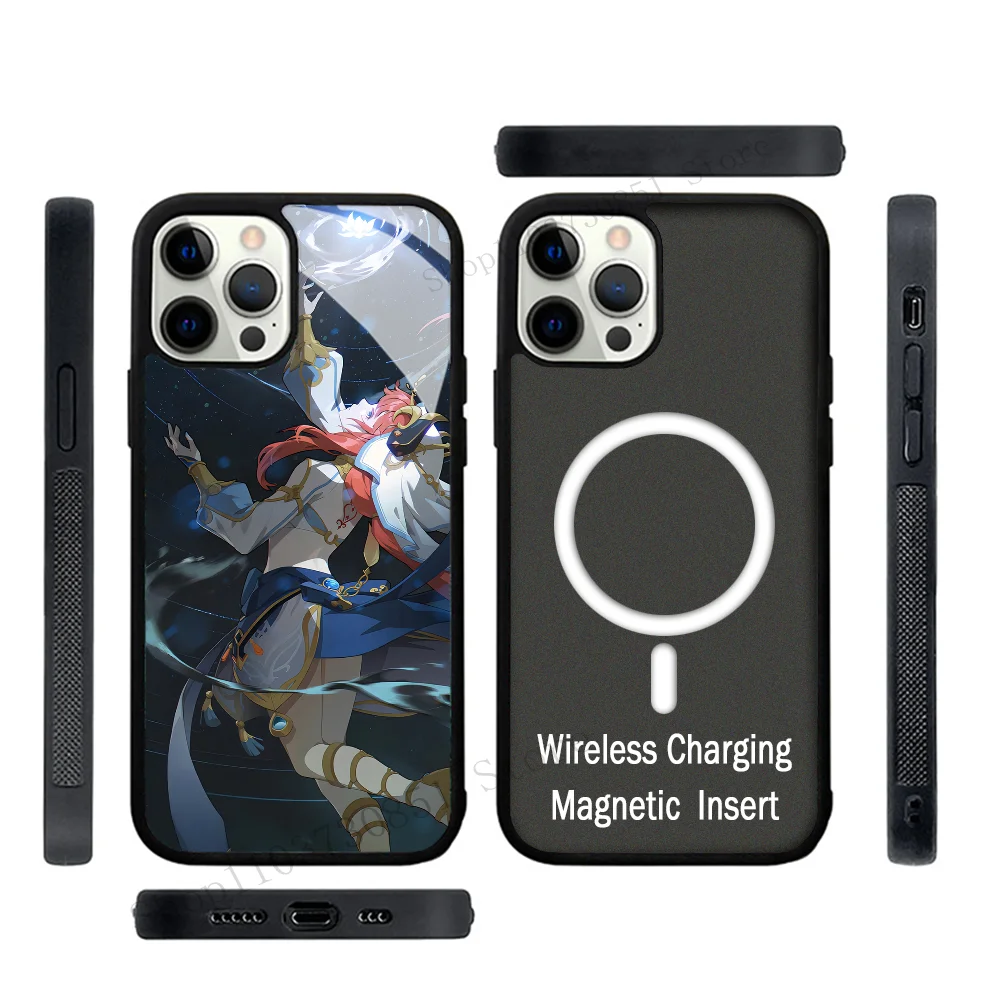 Game Anime Genshin Impact Accounts Nilou Phone Case Strong Magnetic For IPhone 15 14 13 Pro Max 11 12 Mini Alex Mirror For