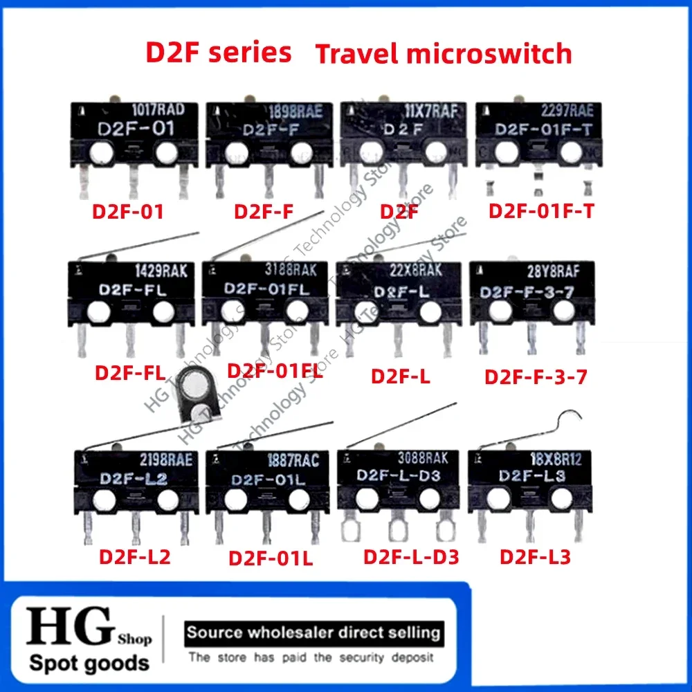 10PCS/Lot  Stroke microswitch D2F-F-3-7-L2-L3-D3-01FL-T Microtouch switch mouse button