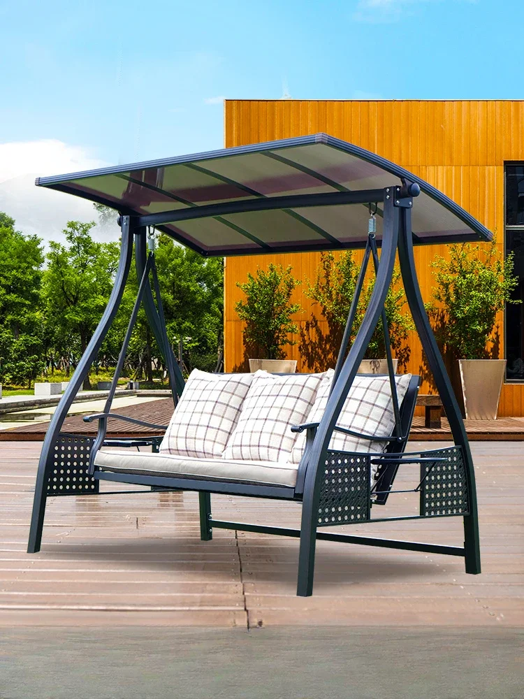 Swing Outdoor Balcony Garden Outdoor Cast Aluminum Hanging Chair Double Rocking Chair Internet celebrity Solar swing Bed Home