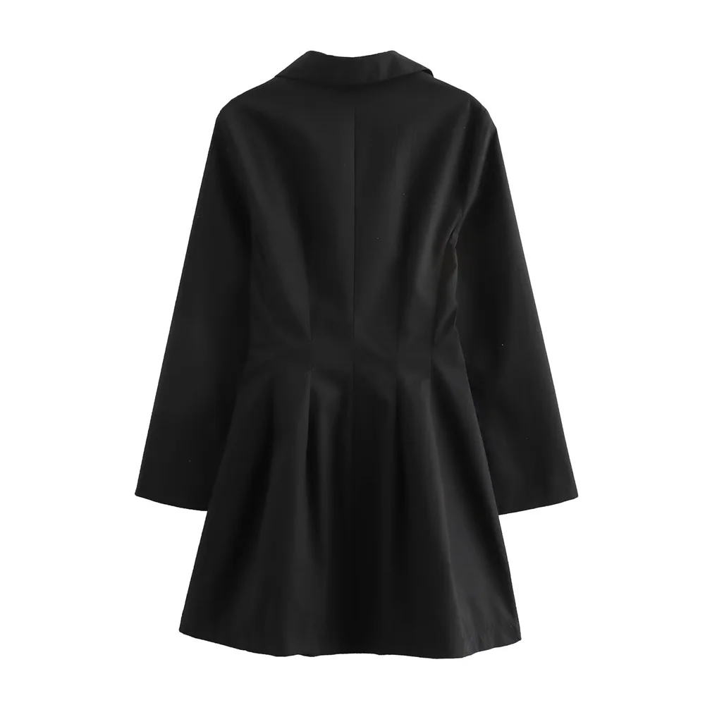 가을 신상품 여성 패션 심플 폴로 셔츠 칼라 긴팔 짧은 치마 와이드 마츠시타 스윙 드레스