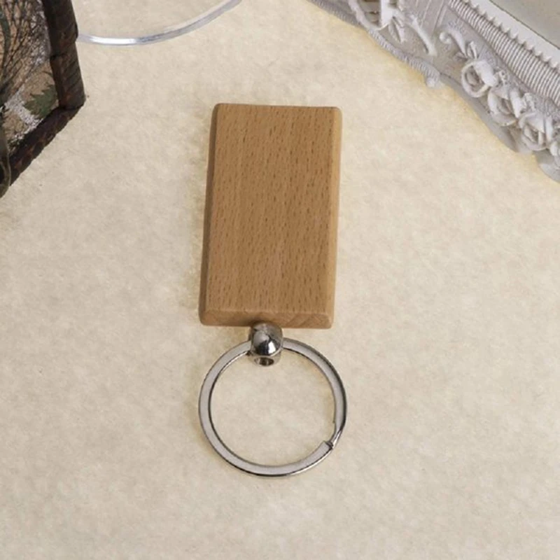 LLavero de madera rectangular para manualidades, 60 piezas, etiquetas para llaves, puede grabar, regalos DIY