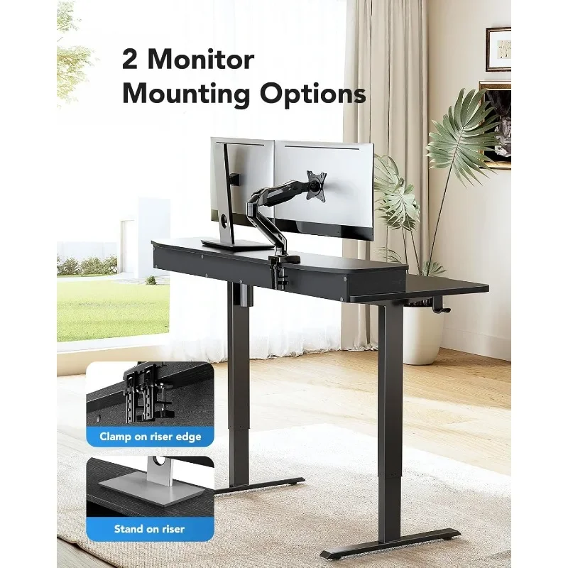 55″ X 26″ Electric Standing Desk with 2 Drawers, C-Clamp Mount Compatible, Height Adjustable Computer Desk, Home Office Stand