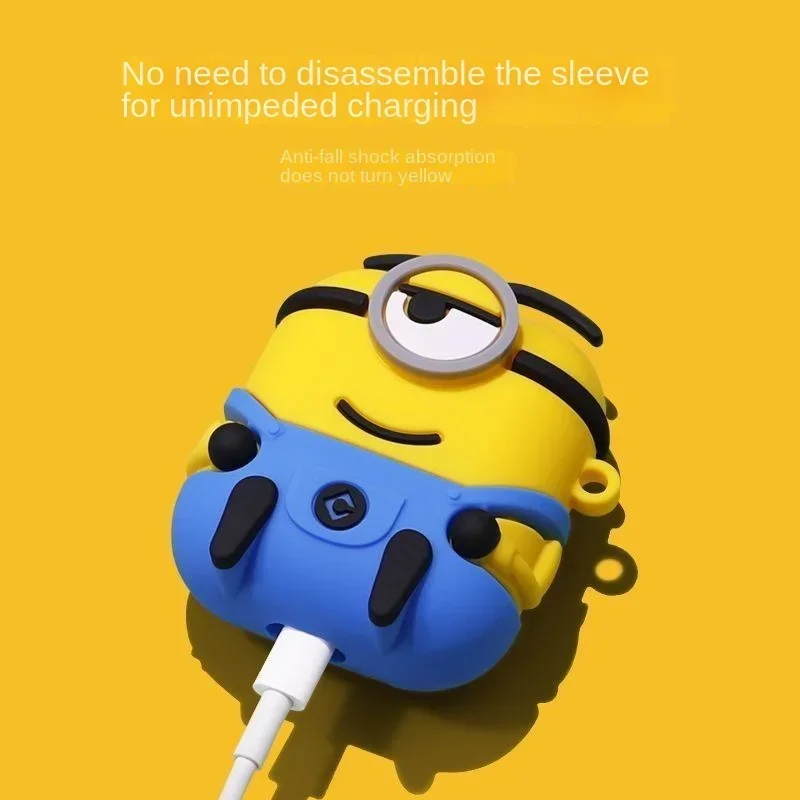 Étui 3D Minions pour Apple AirPods 1, 2, 3 Pro 2, étui pour écouteurs Bluetooth de dessin animé mignon pour Airpods Pro 2, 3, 1, boîtier de chargement