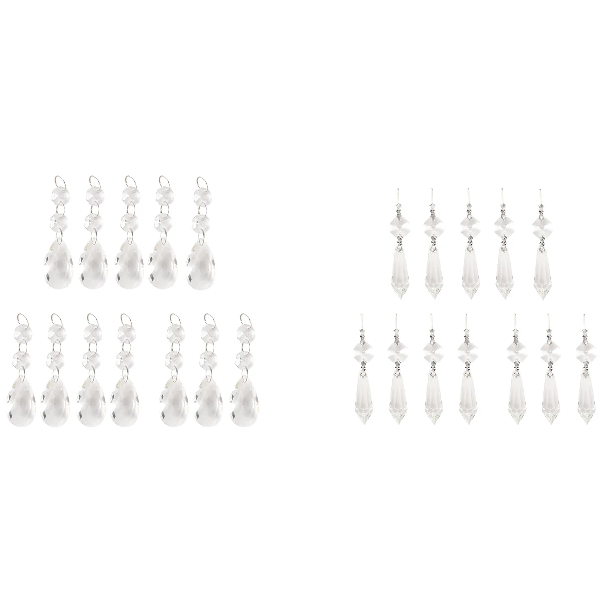 24 Pcs Chandelier Crystal Prisms Pendants Set 38 mm Clear Teardrop Icicle Chandelier Crystals Parts Replacement Crystals