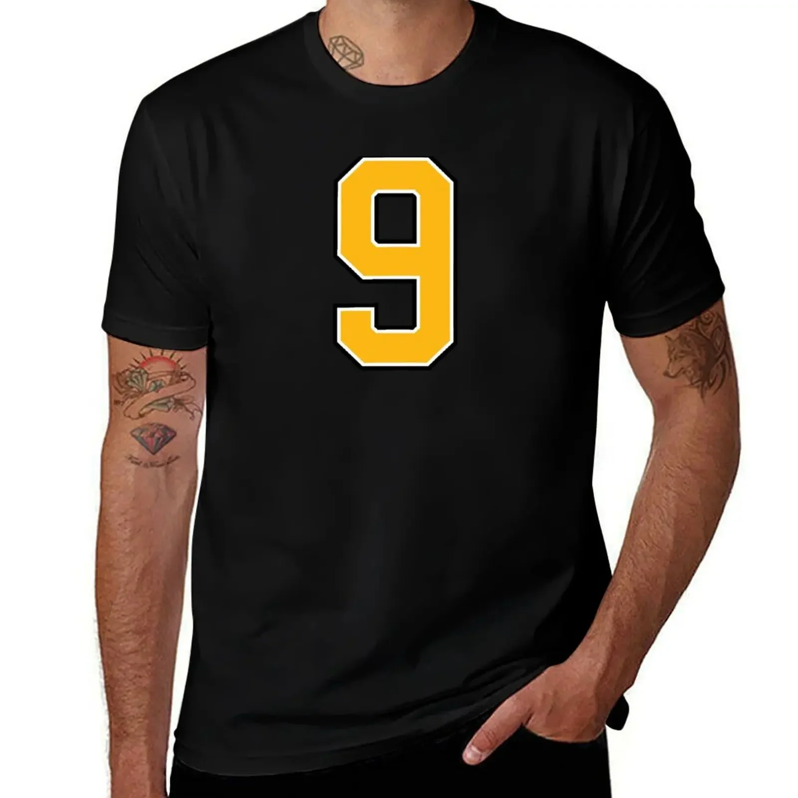 

Yellow Number 9 lucky sports jersey nine T-Shirt gifts for boyfriend funny gifts mens t shirts pack