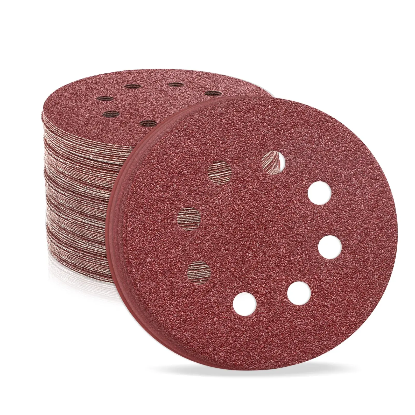 5 Inch 8 Hole Sanding Discs 30 Pieces Round Sandpaper Assortment 40 to 800 Grits Hook and Loop Sanding Disc for Woodworking