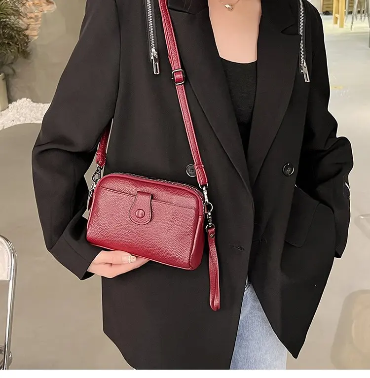 Frauen Aus Echtem Leder Schulter Tasche Neue Casual Weibliche Kleine Umhängetaschen Für Frauen Tasche Handy Tasche Tag Kupplungen – Detail 3