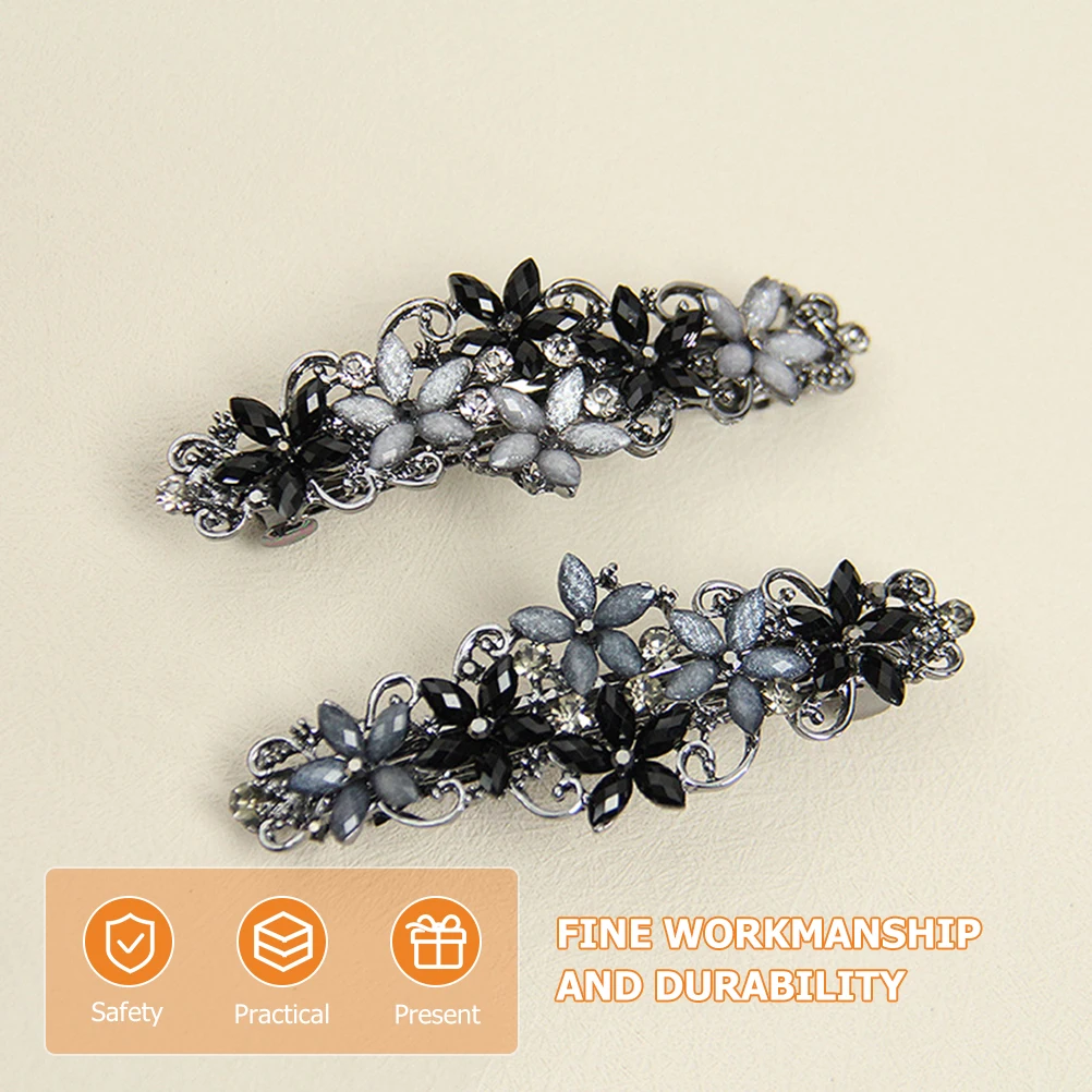 

4pcs Vintage Floral Rhinestone Hair Clips Barrettes for Girls Women Ponytail Holders Easy Portable Hairstyle Gifts