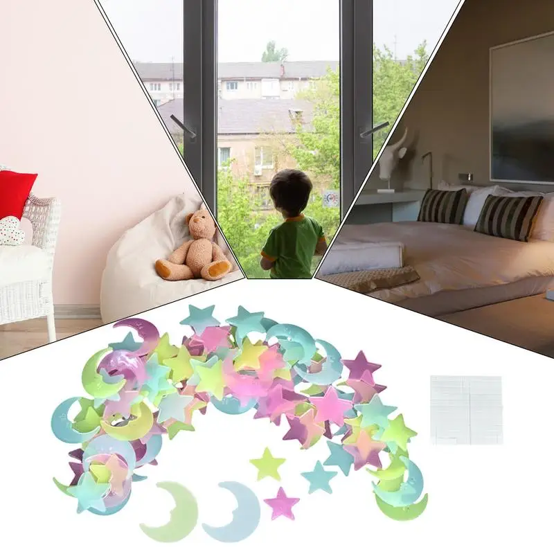 Glow In The Dark Star Stickers 100 Pieces Star Ceiling Stickers Star Wall Stickers Glowing Wall Stickers Removable Kids Wall