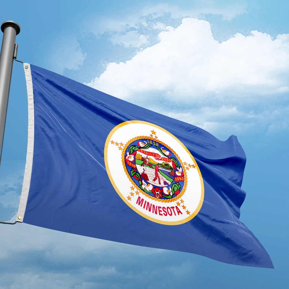 Minnesota Flag 3*5FT 90*150CM USA States Flags Design Custom Outdoor Decoration Banners  Polyester UV Resistance Double Stitched