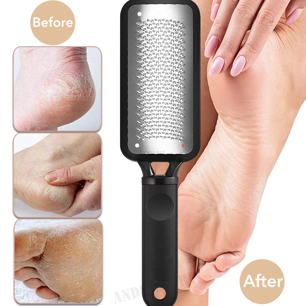 여성용 남성용 발 뒤꿈치 블랙 스크러버 건성 각질 제거 발 스킨 케어 스파 제품 페디큐어 도구 1개