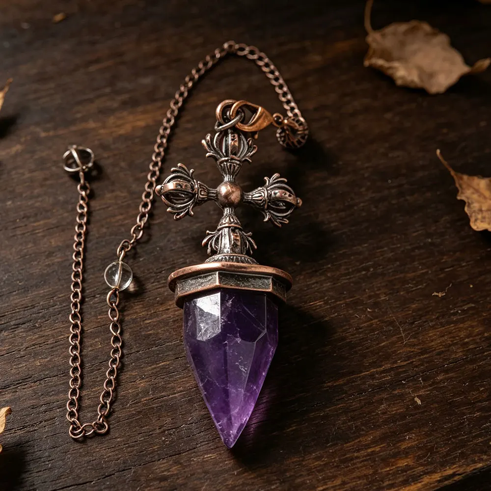 Cross Charm Rock Crystal Pendulum for Divination Dowsing Amethysts Tiger Eye Green Aventurine Healing Pink Quartz Pendulo X444 view 6