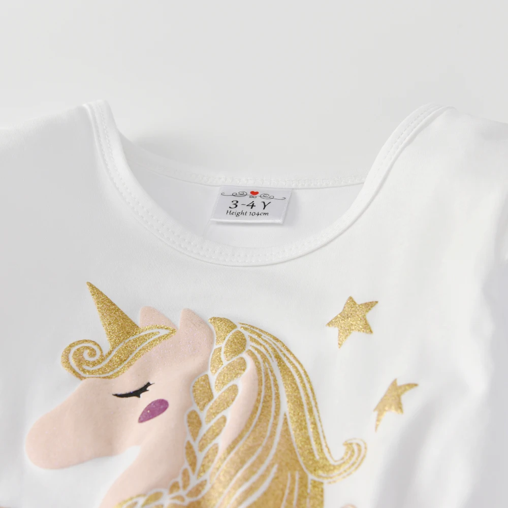 VIKITA Mädchen Einhorn Cartoon Print Kleid Kinder Flare Hülse Herbst Frühling Prinzessin Kleider Mädchen Mesh Tüll Party Vestidos 3-8 jahre – Detail 6
