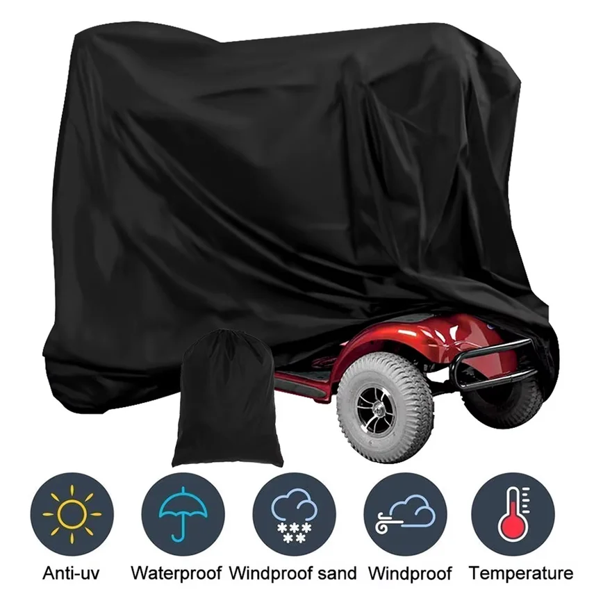 Mobility Scooter Cover Waterproof Wheelchair Storage Cover 210D Oxford Fabric Rain Protector Dustproof Bicycle Motorcycle Cover