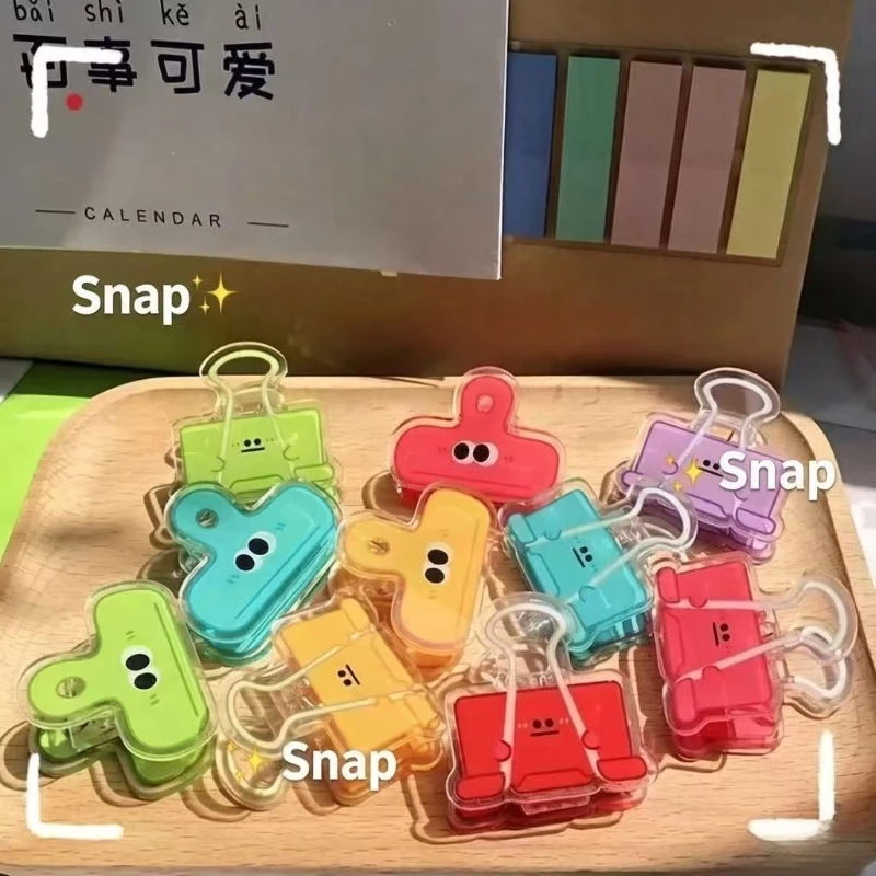 Colorful cartoon acrylic expression small eyes long office Kawai stationery pp clip file hand account book Office Supplies