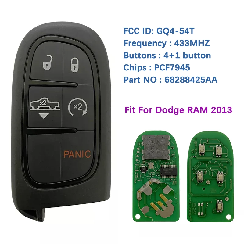 CN087002 Original Genuine 5 Button Smart Key For Dodge RAM 2013 Model 433MHZ PCF7945 Chip FCCID GQ4-54T 68288425AA 1740A-35T