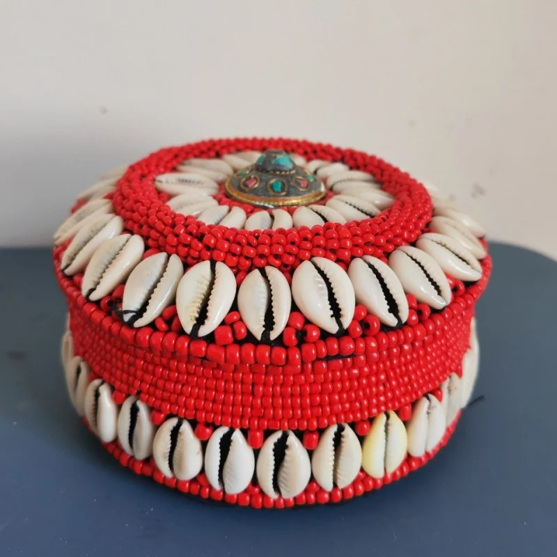 Tibetan-style earring and ring , desktop jewelry storage box, handmade in Nepal