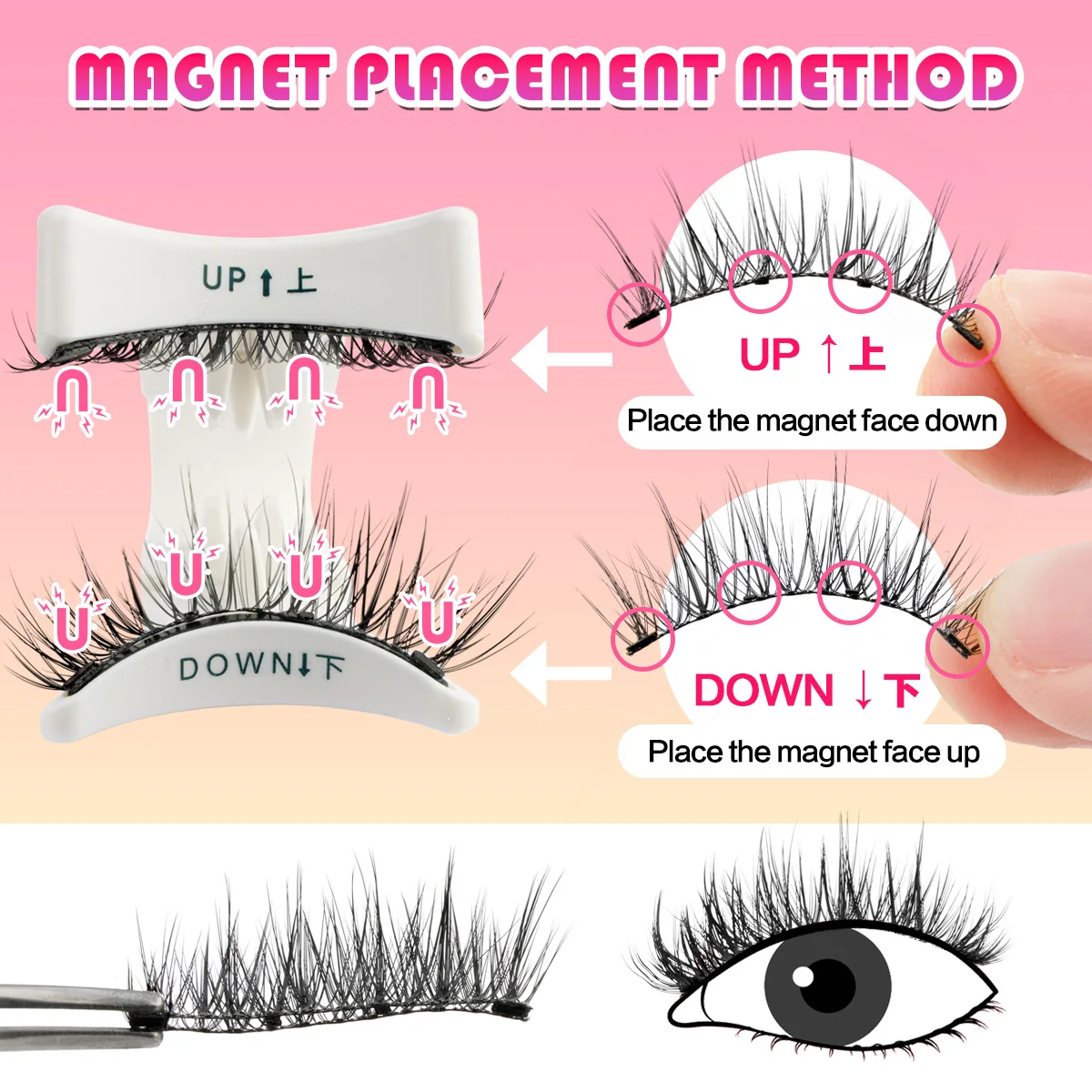 Magnetic Eyelashes Reusable Handmade Faux Mink False Lashes Kit Natural Look Fluffy Eyelash and Magnetic Tweezer Makeup Tool