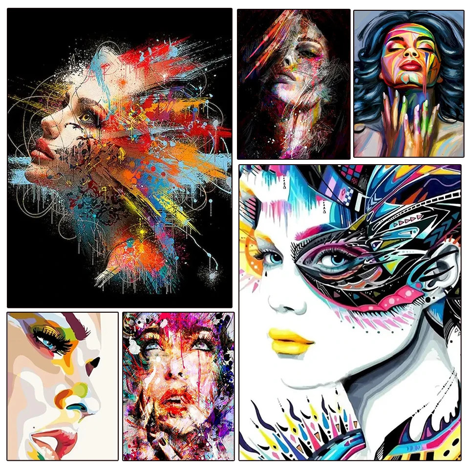 

Diy5D Diamond Painting Digital Abstract Female Figures Mosaic Cross Embroidered Wall Digital Home Decoration Gift